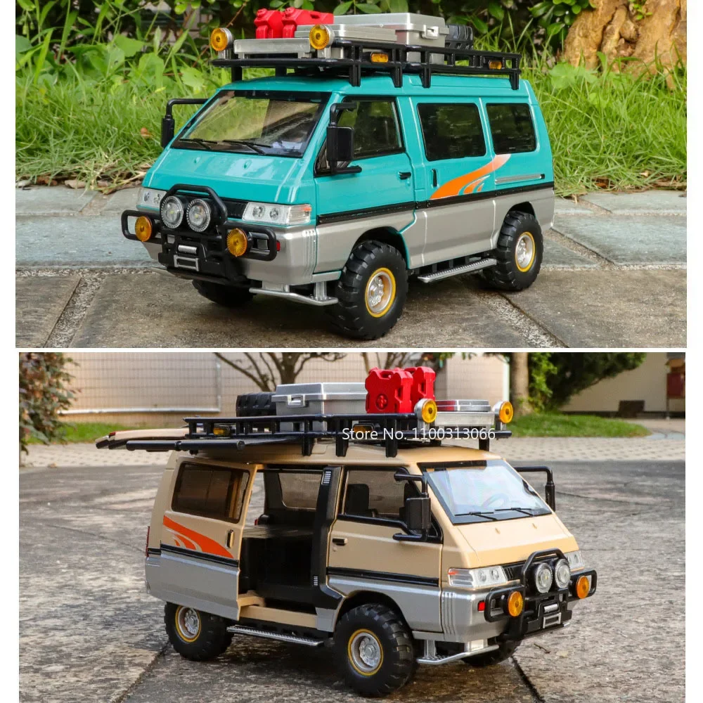 1:24 Mitsubishi‌ Delica Models Toys Cars with Light Sound Camping Off-road Vehicles Pull Back Miniature SUV Kids Birthday Gifts 6