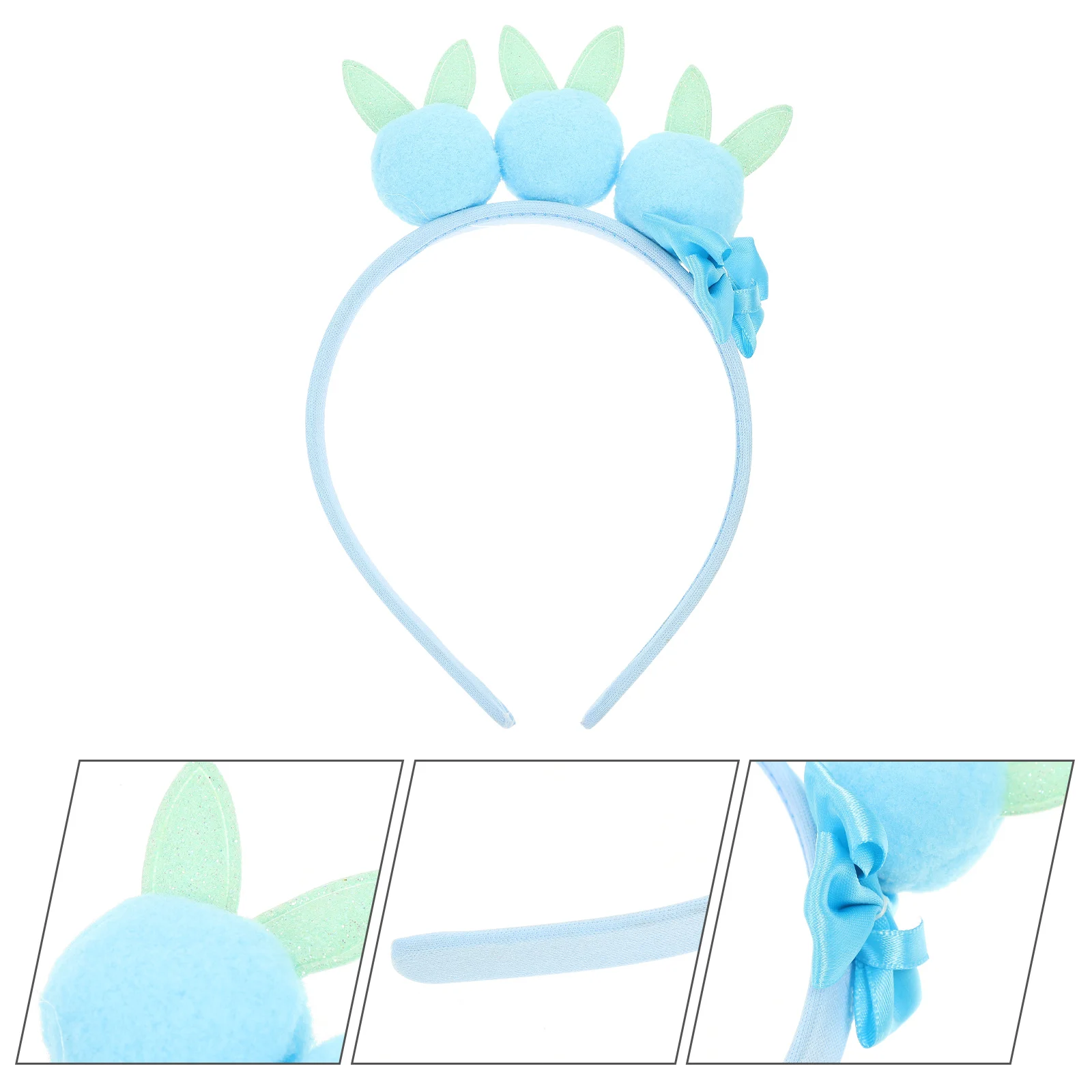 

Bunny Ear Headband Hair Tie Ears Women Pompom for Teens Headbands Plastic Party Adults Cosplay