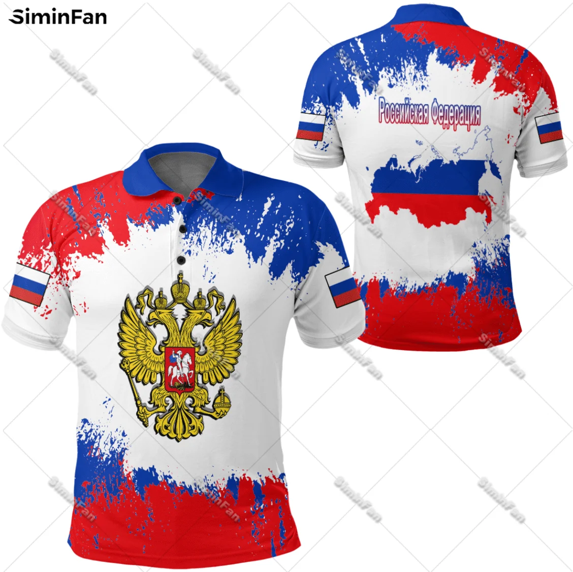 

Russia Flag Coat Of Arms Mens Polo Shirt 3D All Over Printed Male Lapel Tennis Tshirt Unisex Summer Short Sleeve Tee Female Top