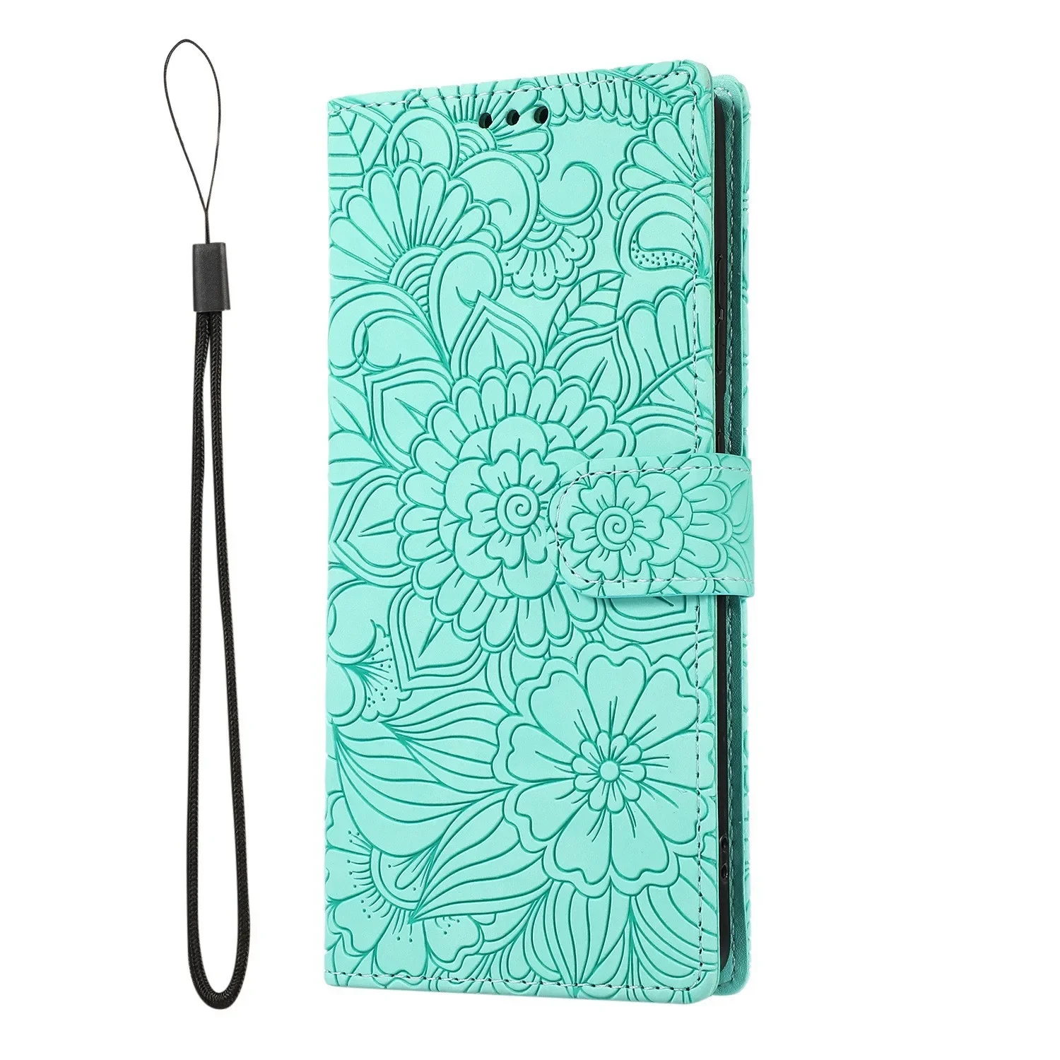 Premium Embossed Leather Wallet Phone Case with Card Holder