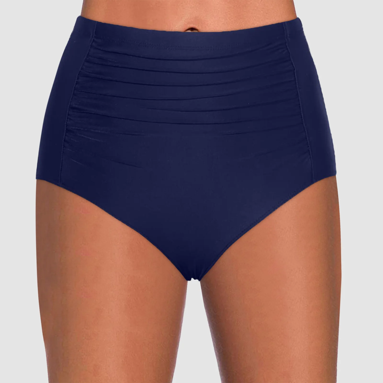High Waist Bikini Bottoms Women Swim Briefs Beach Shorts Ruched Bottom High Cut Swim Bottom Full Coverage Swimsuit Bottom