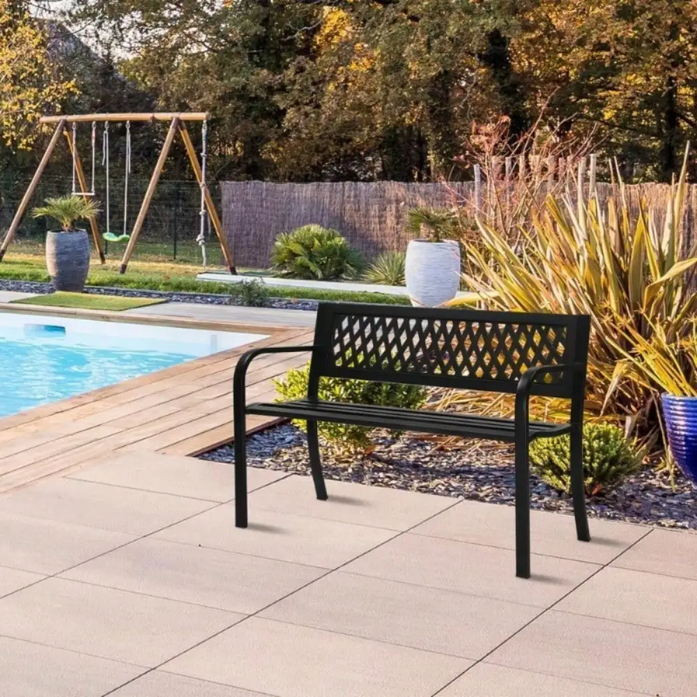 Weather-Resistant Garden Bench with PVC Backrest 4