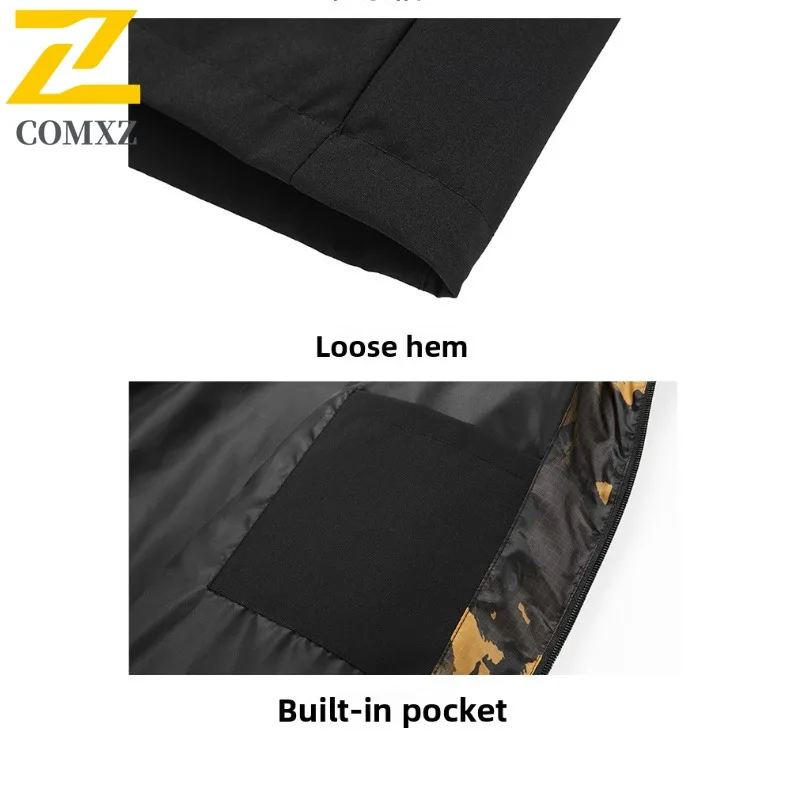 COMXZ Outdoor Mens Jacket 2025 Hooded Cold Resistant Warm Parka Minimalist Comfortable Travel Lightweight Winter Windbreaker