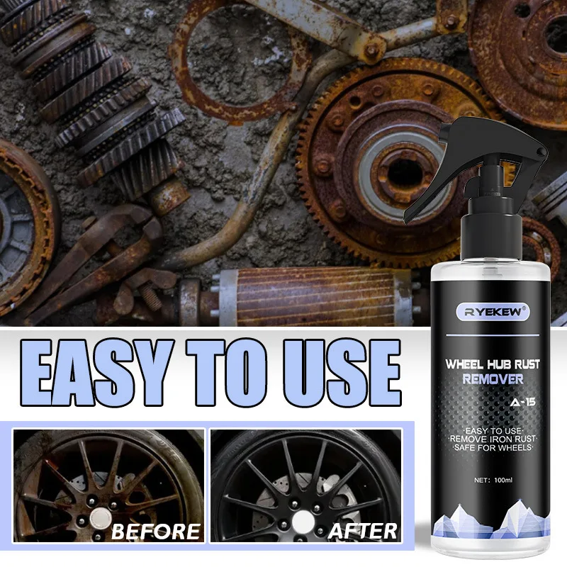 Wheel Iron Remover 100ml Alloy Wheel Cleaner Spray Brake Dust Iron & Rust Remover for Chrome/Alloy Rims