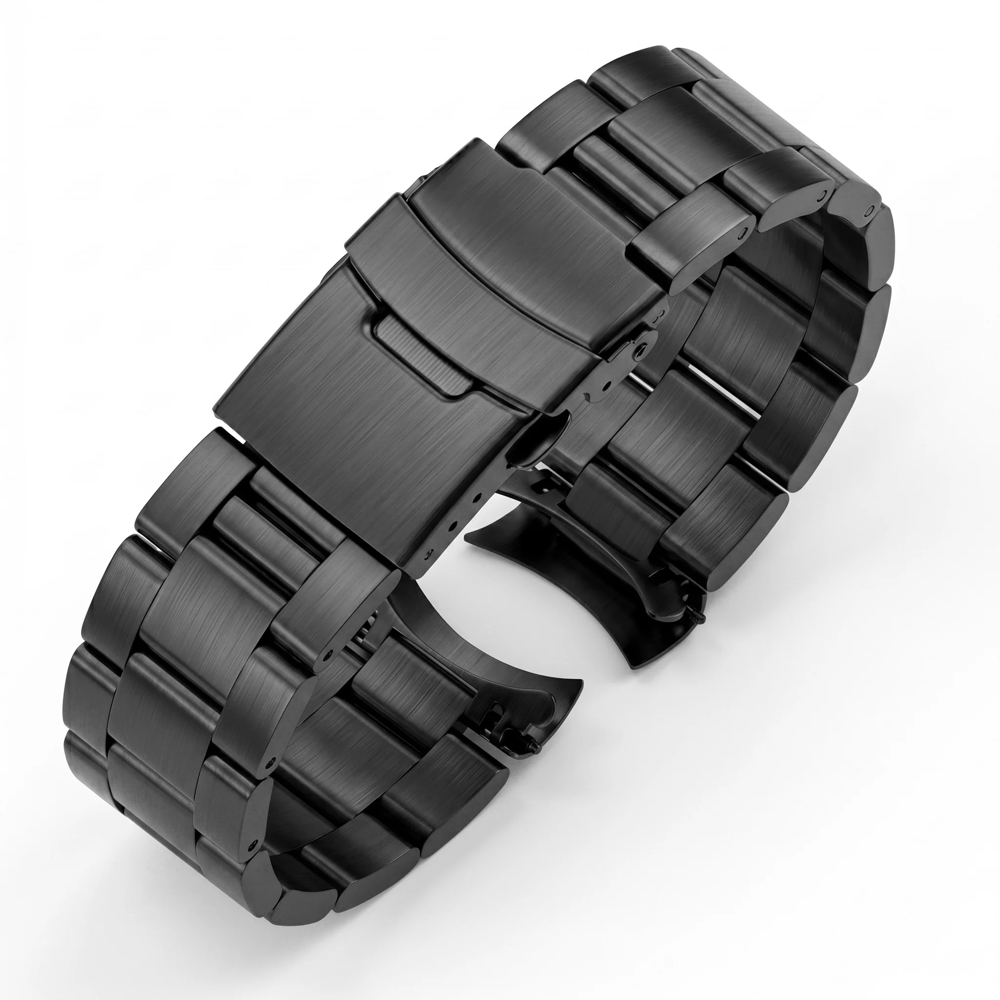 Brushed Curved End Watch Band Compatible with SKX007 SKX009 20mm 22mm Silver Black Stainless Steel Metal Bracelet Strap