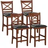Barstools Set of 4, 25” Counter Height Mid Century Modern Island Chairs with Back, Soft Cushion & Faux Leather Seat 1