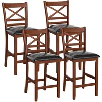 Barstools Set of 4, 25” Counter Height Mid Century Modern Island Chairs with Back, Soft Cushion & Faux Leather Seat 1
