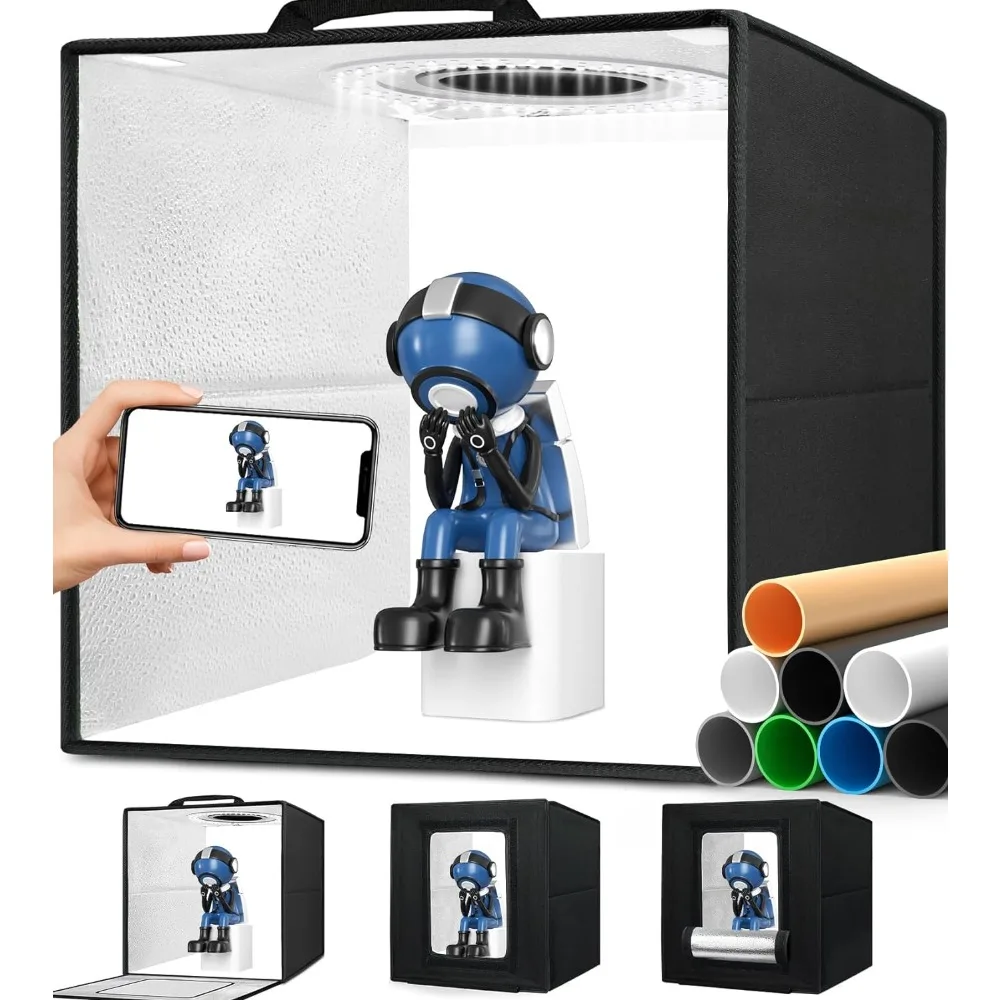 

Фотография HAOYUNMA светильник Box-12 дюймов x 12 дюймов мини-фото-стенд с 8 фотографиями и 112 регулируемой яркостью света