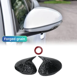 Carbon Fiber Rearview Mirror Cover Cap - Sleek Black Design (Forged Carbon Look)