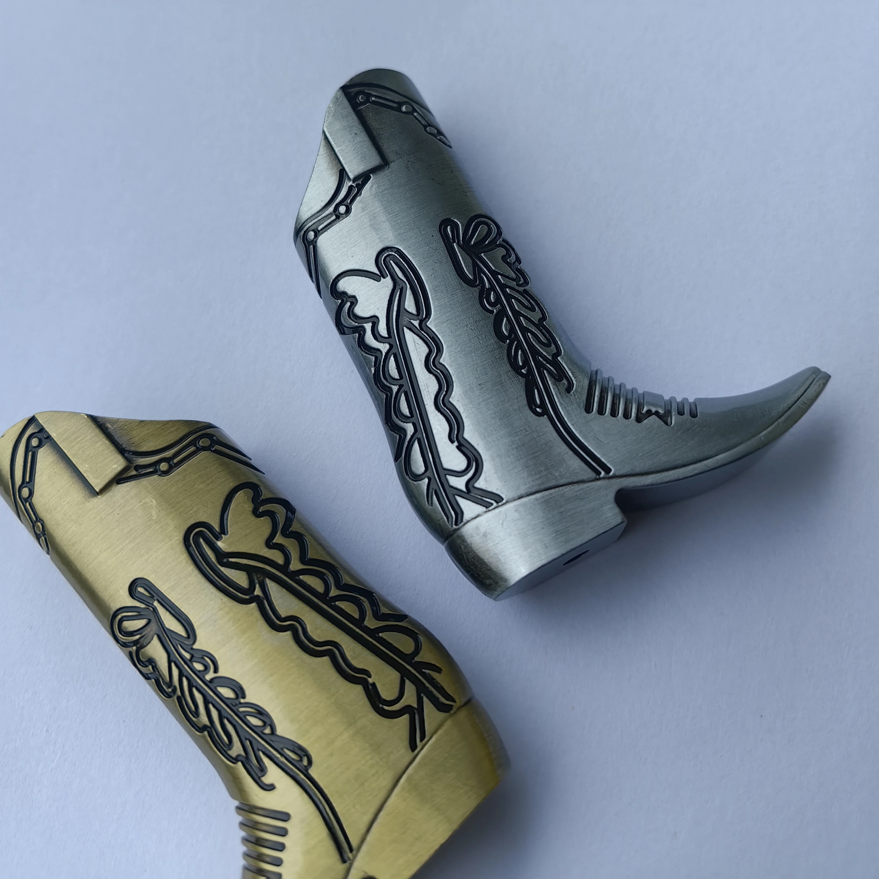 Retro Metal Western Cowboy Boots Lighter Case Decorative Cover for BIC Mini J5 Lighter