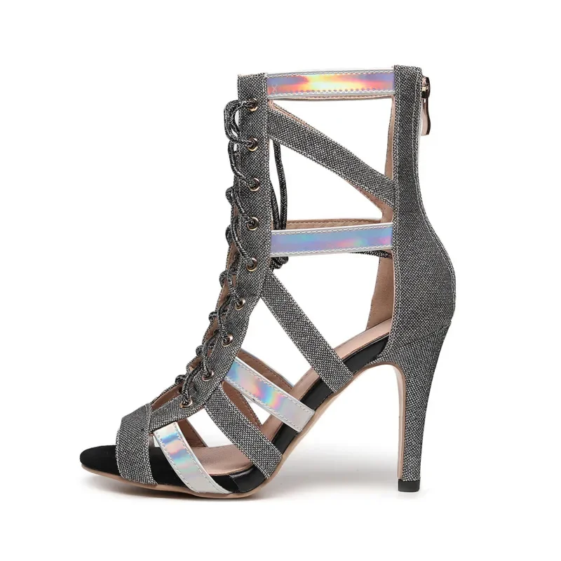 

Женские кроссовки для латиноамериканских танцев, серебристые женские танцевальные ботинки для сальсы, Танго, для помещений, Спортивная Обувь для бальных танцев, каблук 9,5 см, для улицы