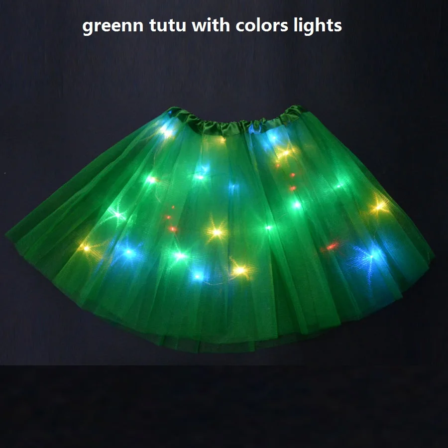 Cosplay Costume 1PC Princess Girl LED Light Up Tutu Glow Skirt Neon Party Luminous Fairy Costume Birthday Gift Wand Headband Wedding Festival