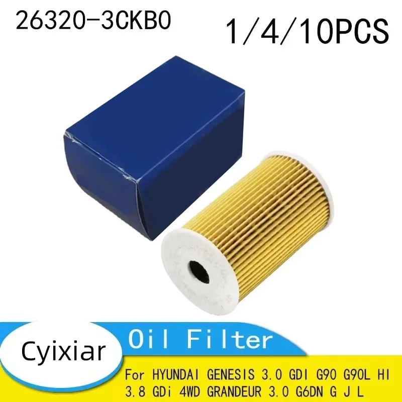 Car Oil Filter Kit 26320-3CKB0 for HYUNDAI GENESIS 3.0 GDI G90 G90L HI 3.8 GDi 4WD GRANDEUR 3.0 G6DN G J L Engine Oil Filters