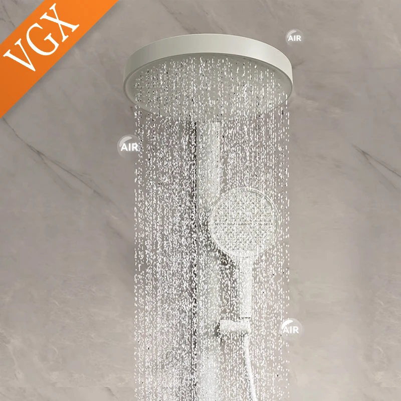 VGX White Shower System Set Bathroom Shower Faucet Set 3-way Rainfall Shower Set Shower Mixer Crane with Hand Shower Set Grey 3