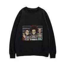 

Cartoon The Boondocks Huey and Riley Pullover Men Women Black Pullovers Casual Crewneck Streetwear Man Funny Hip Hop Sweatshirt
