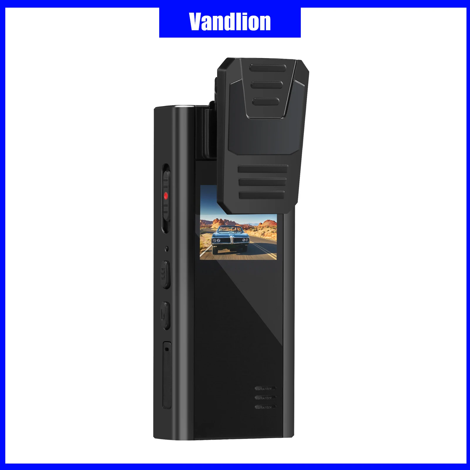 Vandlion A30 미니 비디오 녹음기, 백 클립 포함, 2200mAh 긴 배터리 수명, 110 도 광각 바디 마운트 웹캠, 자동차용