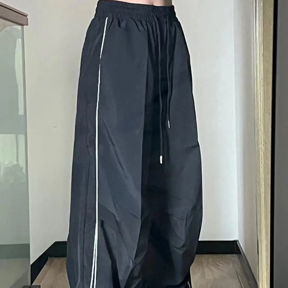 

Hip-hop Style Sweatpants Vintage Unisex Sweatpants Wide Leg Elastic Waist Soft Breathable Sports Pants with Pockets Quick Dry