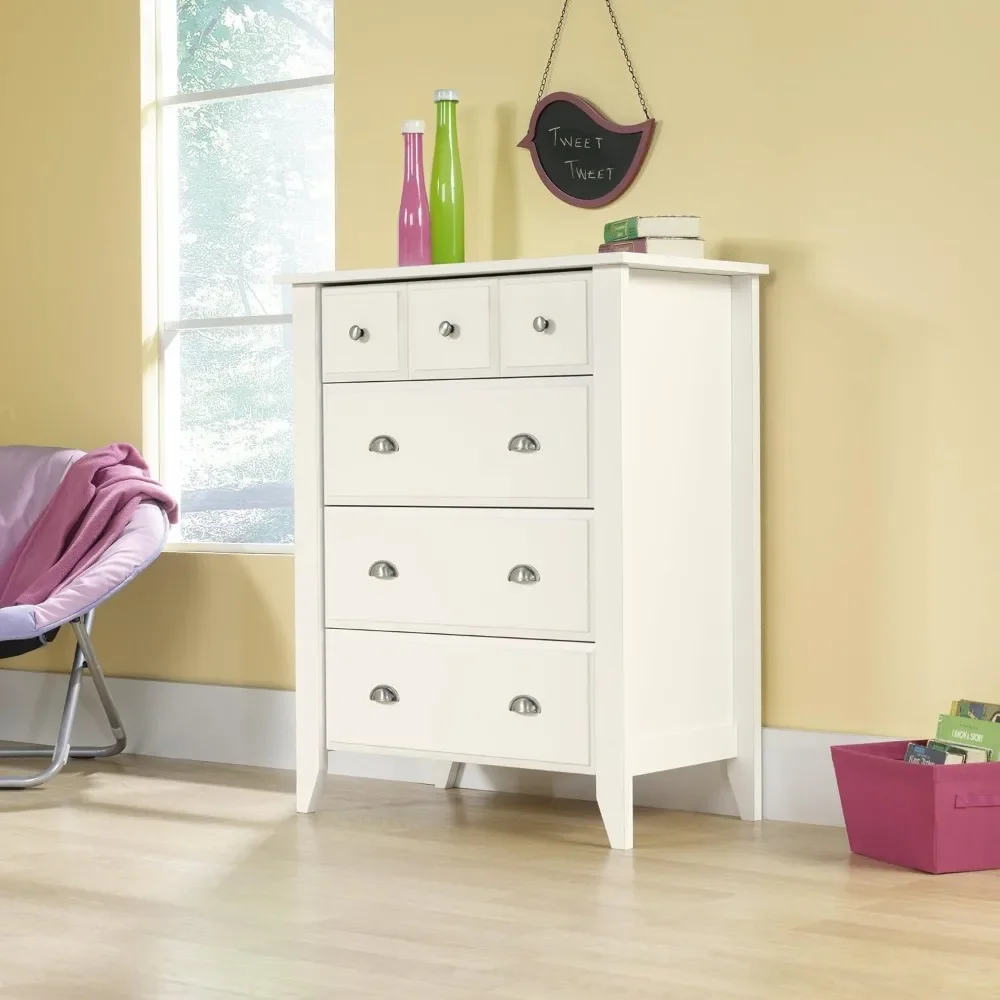 

L: 34.72" X W: 18.58" X H: 42.68" Tv Cabinet 4-Drawer Dresser Bedside Table Soft White Finish Freight Free Home Furniture Shelf