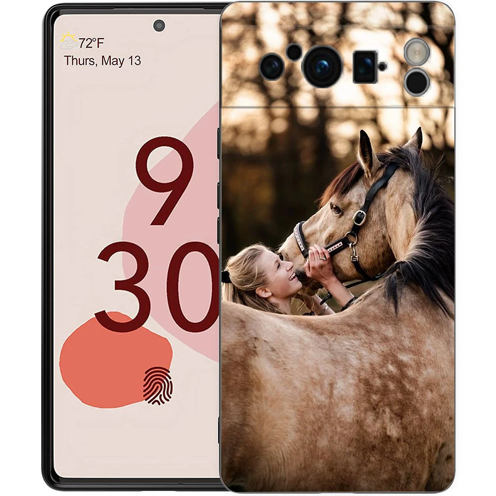 Luxury Equestrian Horse Black Soft TPU Phone Case
