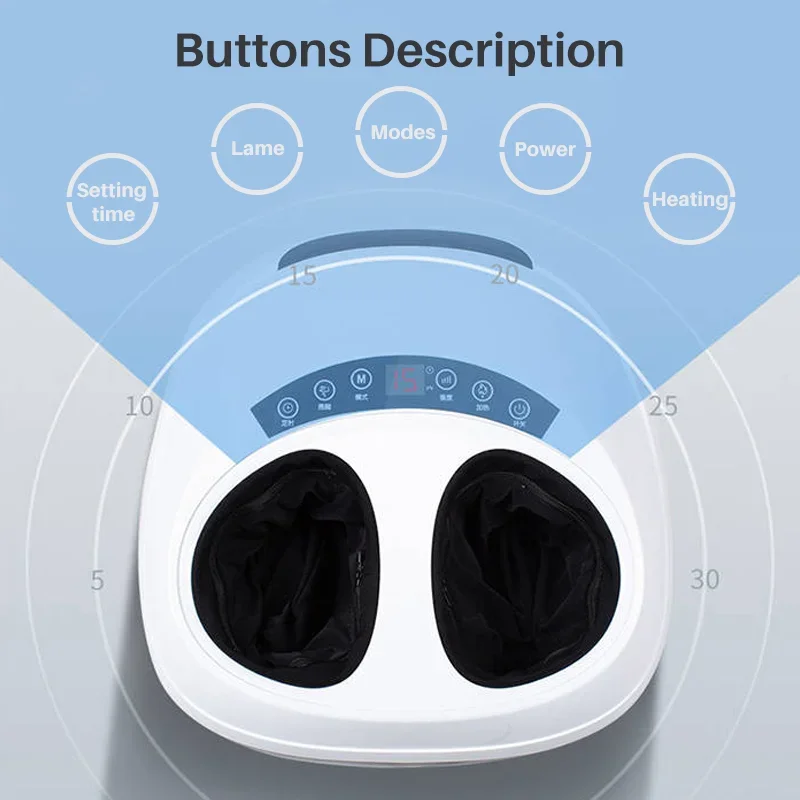 New 220V Electric Antistress 3D Shiatsu Kneading Air Pressure Foot Massager Infrared Foot Care Machine Heating Deep Relax
