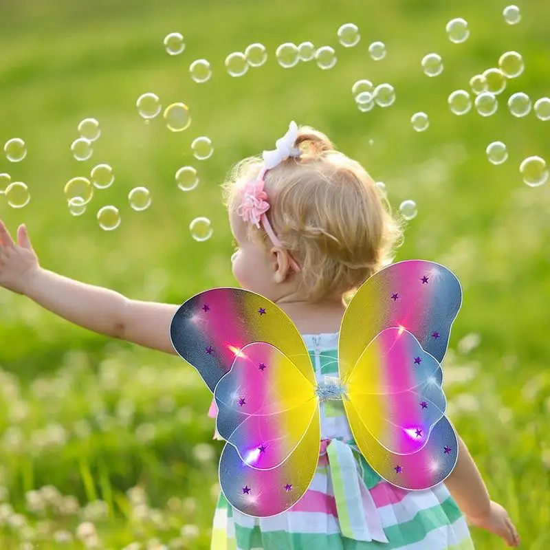 Fairy Outfits For Girls Butterfly Wand Cosplay Accessories With Lights 4 Pcs Children's Fairy CostumesDress Up Wings