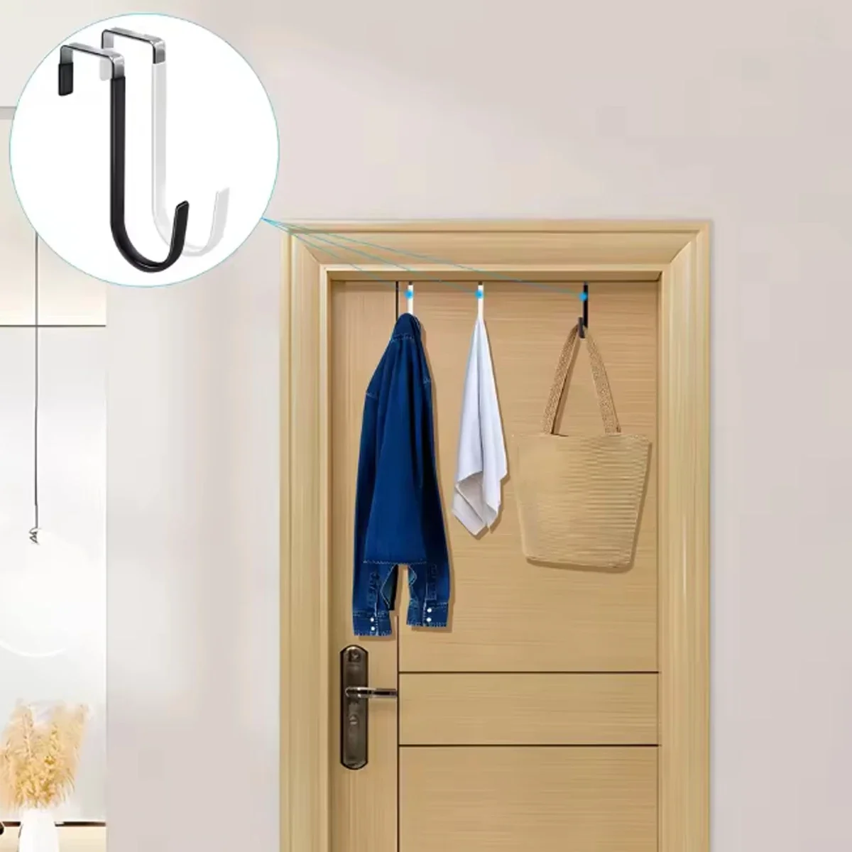 Door Hangers Hooks with Rubber for Living Room, Bathroom, Bedroom, Kitchen