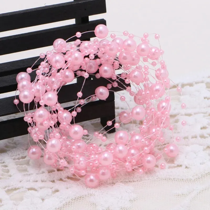 Faux Pearl String 20m - Künstliche Perlenkette Für Deko & DIY (Silber)