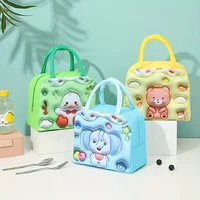 Cartoon Insulated Lunch Box Bag Handheld Bento Bag 3D Lunch Insulation Bag Aluminum Foil Thick Lunch Box Bag Cute Bunny for Girl 3