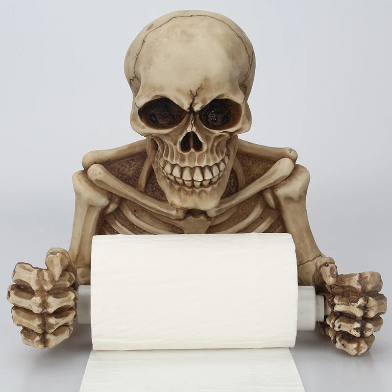 Skull Toilet Paper Holder Wall Hanging Stand Towel Storage Creative Resin Bathroom Storage paper towel holder toilet paper holder toilet roll holder