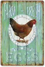 

Farm Fresh Free Range Eggs Retro Garage Tin Signs Country Home Kitchen Coop Decor