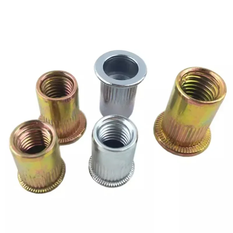 Rivet Nut Zinc Plated Knurled Nuts Rivnut Flat Head Threaded Rivet Insert Nutsert Cap M3-M12