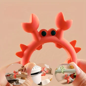 1Pc Silicone Spoon Rest Clamp - Flexible Utensil Holder for Stove and Cookware - Multifunctional Pot Side Clip, Durable Kitchen Tool Accessories, Little Crab Spatula Holder, Kitchen Multifunctional Spatula Holder, Pot Side Anti-Spill Kitchen Spoon Holder, Universal Storage Rack