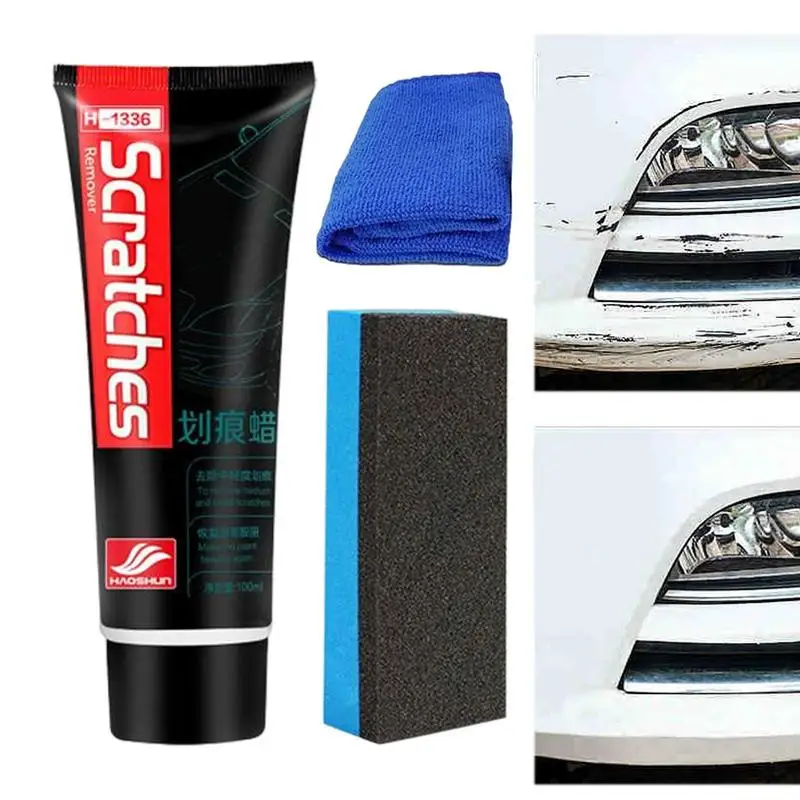 

Car Scratch Remover Car Polishing Paste With Sponge Car Body Paint Care Kit Scratch Remover Wax For Car