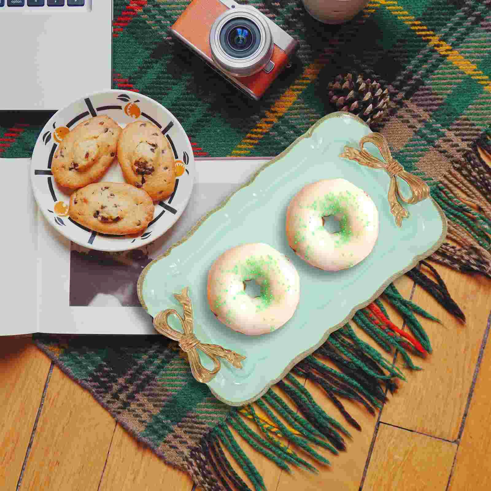 

Vintage Style Serving Platter Snack Food Dessert Tray Bowknot Tea Cup Tray