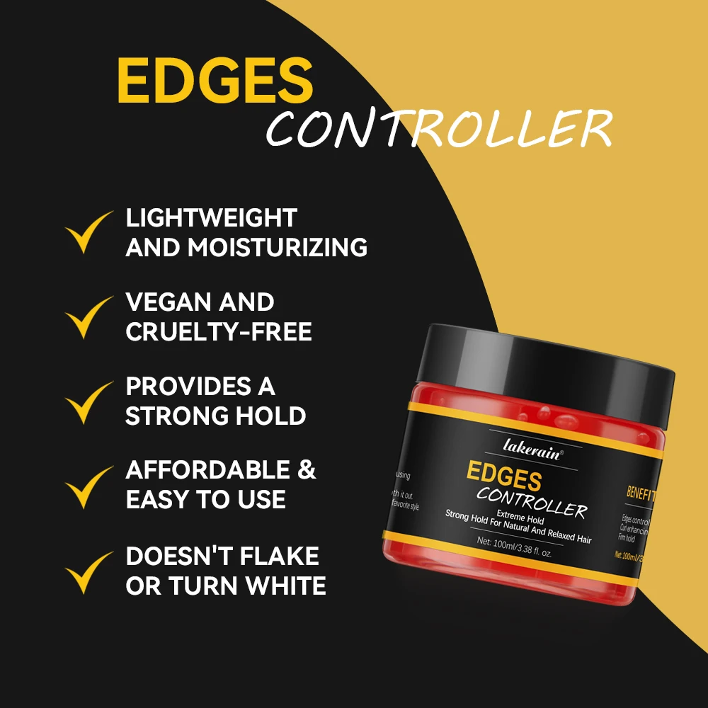 100ml/3.38 fl. oz. Edge Control Hair Gel Strong Hold Thick Edges Styling Gel Non-Greasy Non-Flaking Hair For All Types