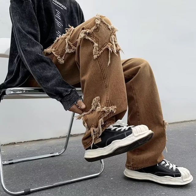 Pantalon droit en Denim style Hip Hop pour homme Y2K Emo, Streetwear à la  mode, Vintage coréen, taille basse, Baggy - AliExpress
