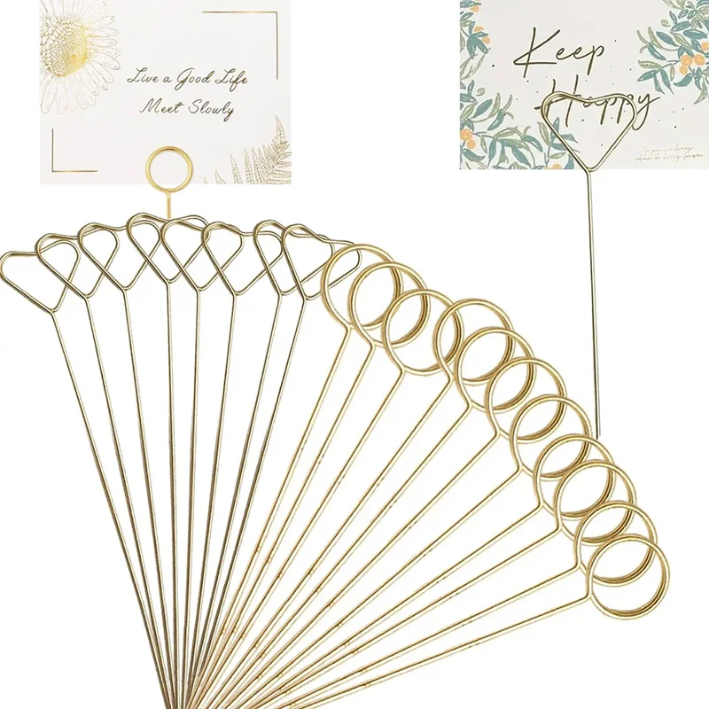 Floral Card Holder Picks 100-20PCS Metal Wire Place Card Holder Picture Holders Photo Stick Clip Floral Picks for Wedding Party