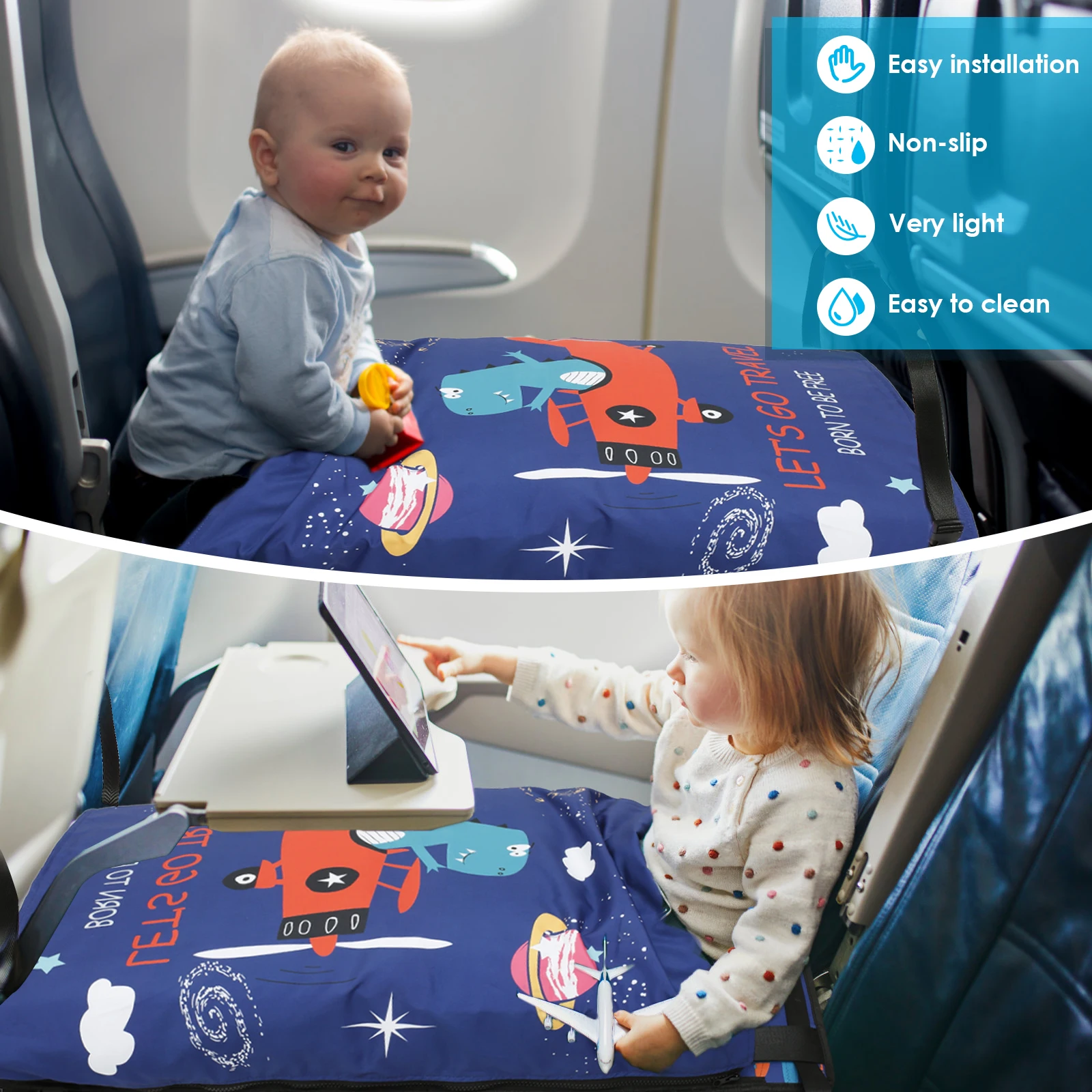 Toddler Travel Airplane Bed Portable Pedals Bed Foot Rest Hammock with Storage Bag Baby Airplane Seat Extender For Leg Rest airplane foot rest airplane seat extender