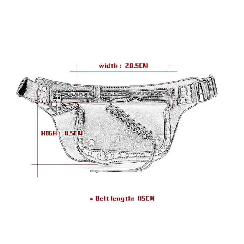 Teampunk Waist Bags Chest Pack Punk Style Bag Thigh Hip Belt Packs PU Leather Medieval Shoulder Bag Cell Phone Crossbody Bag