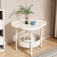 Table d'appoint moderne en plastique, 40x40CM, Double couche, petite Table de chevet facile à assembler pour le salon 4