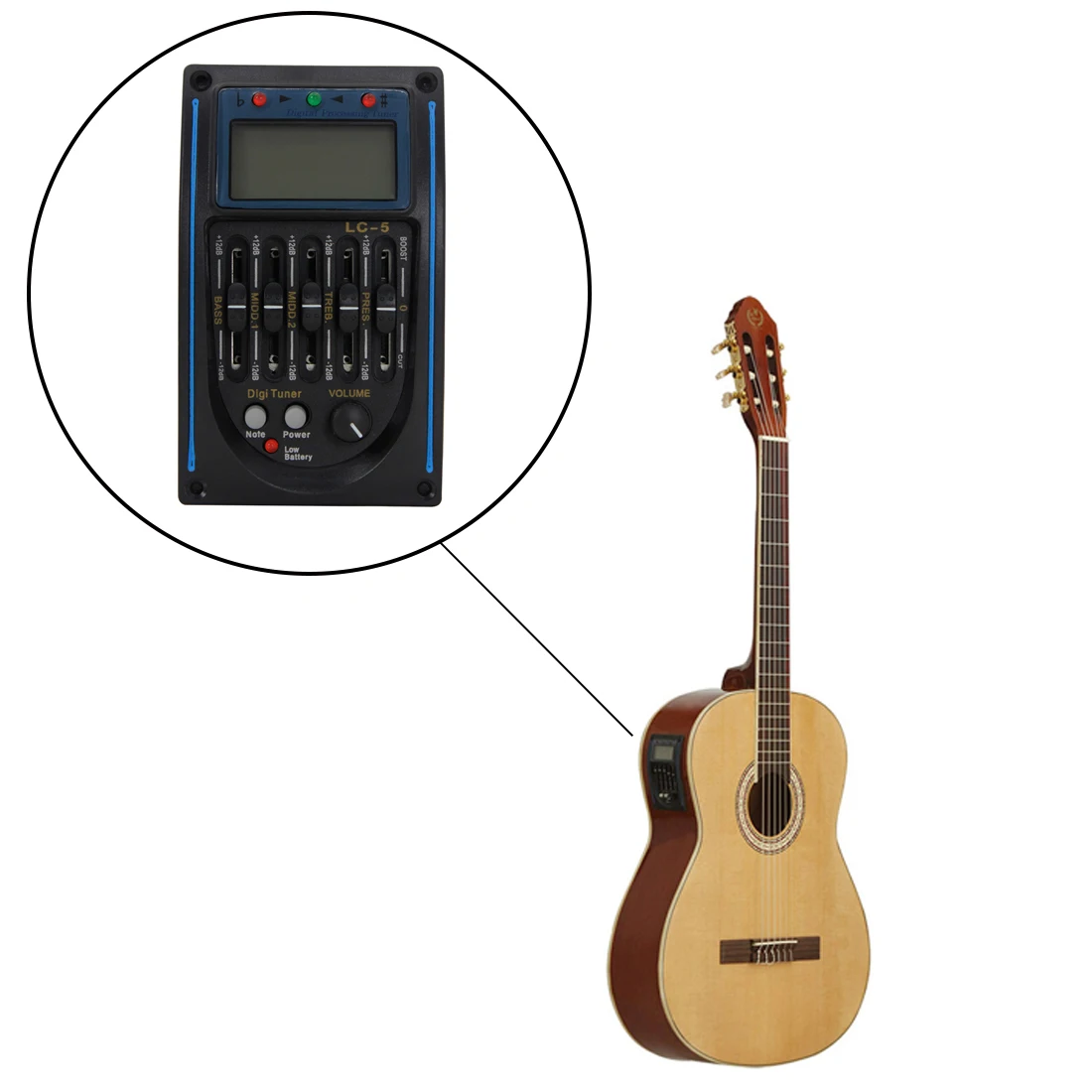 4/5 Band Classical Acoustic Guitar Pickup Musical Instrument Accessories EQ Equalizer Preamp Volume Mid Treble Bass Control
