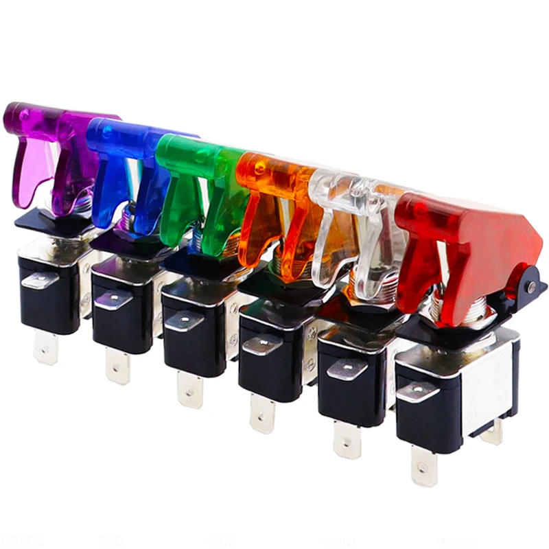 Auto Car Boat Truck Illuminated Led Toggle Switch Safety Aircraft Flip Up Cover Guard Red Blue Green Yellow White 12V20A
