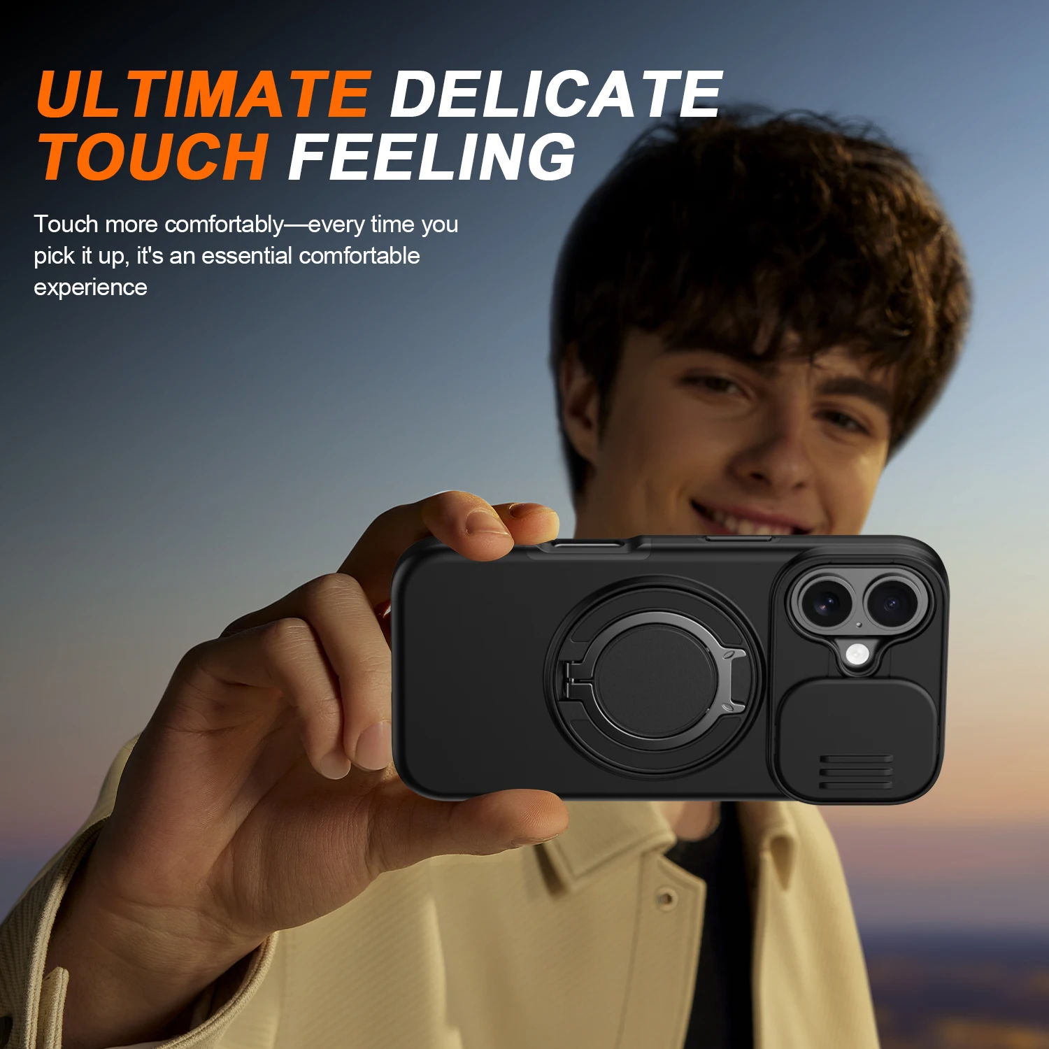 Heavy Duty Dual Layer Hard Case with Built-In Bracket Ring Holder
