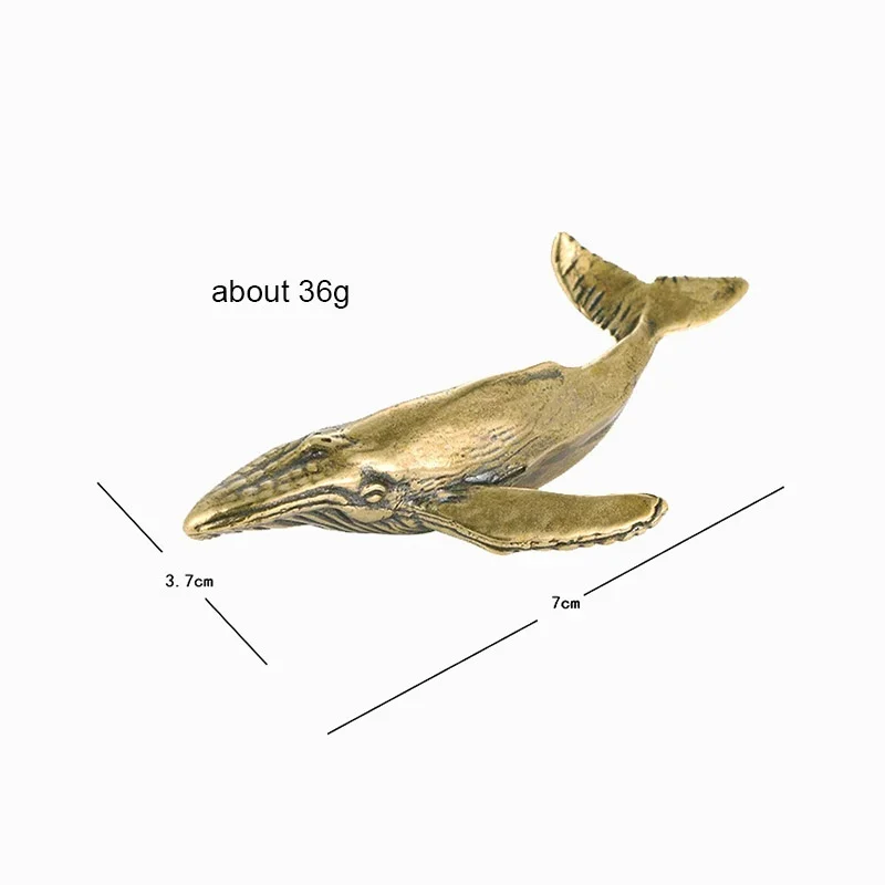 Solid Brass Whale Figurines Vintage Sea Animal Small Statue Desktop Ornaments Office Decorations Crafts Accessories Child Gifts