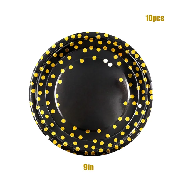 Black & Gold Party Tableware Set – Disposable Plates, Cups & Napkins 4