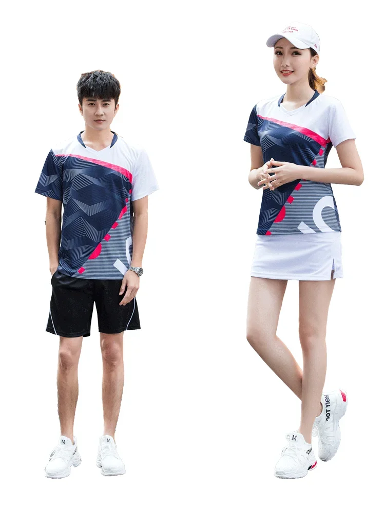 sports Tennis T-Shirts For Men Women V- Collar Quick Dry TABLE Tennis ShirtS Badminton Clothes Boys Table Tee Shirts Skirts