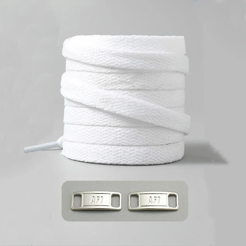 Timeless Black & White Flat Shoelaces with Metal Buckle Shoe Accessories