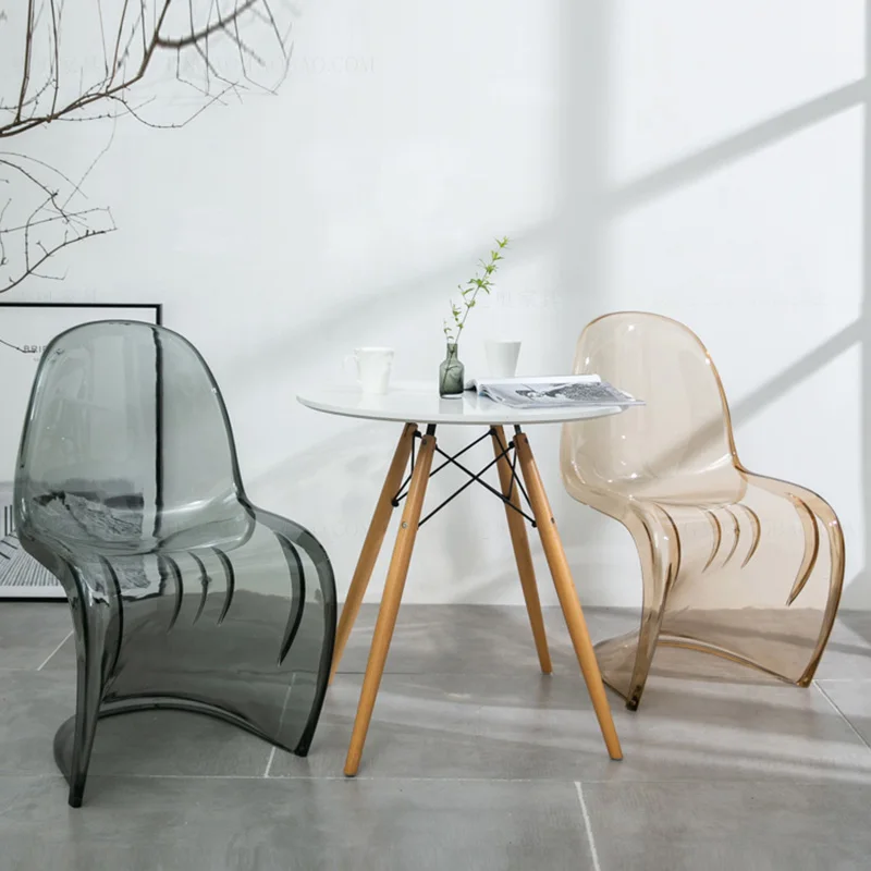 Grey Dining Chair Plastic Nordic Style Furniture For Home Kitchen Dining Room Living Room Chair