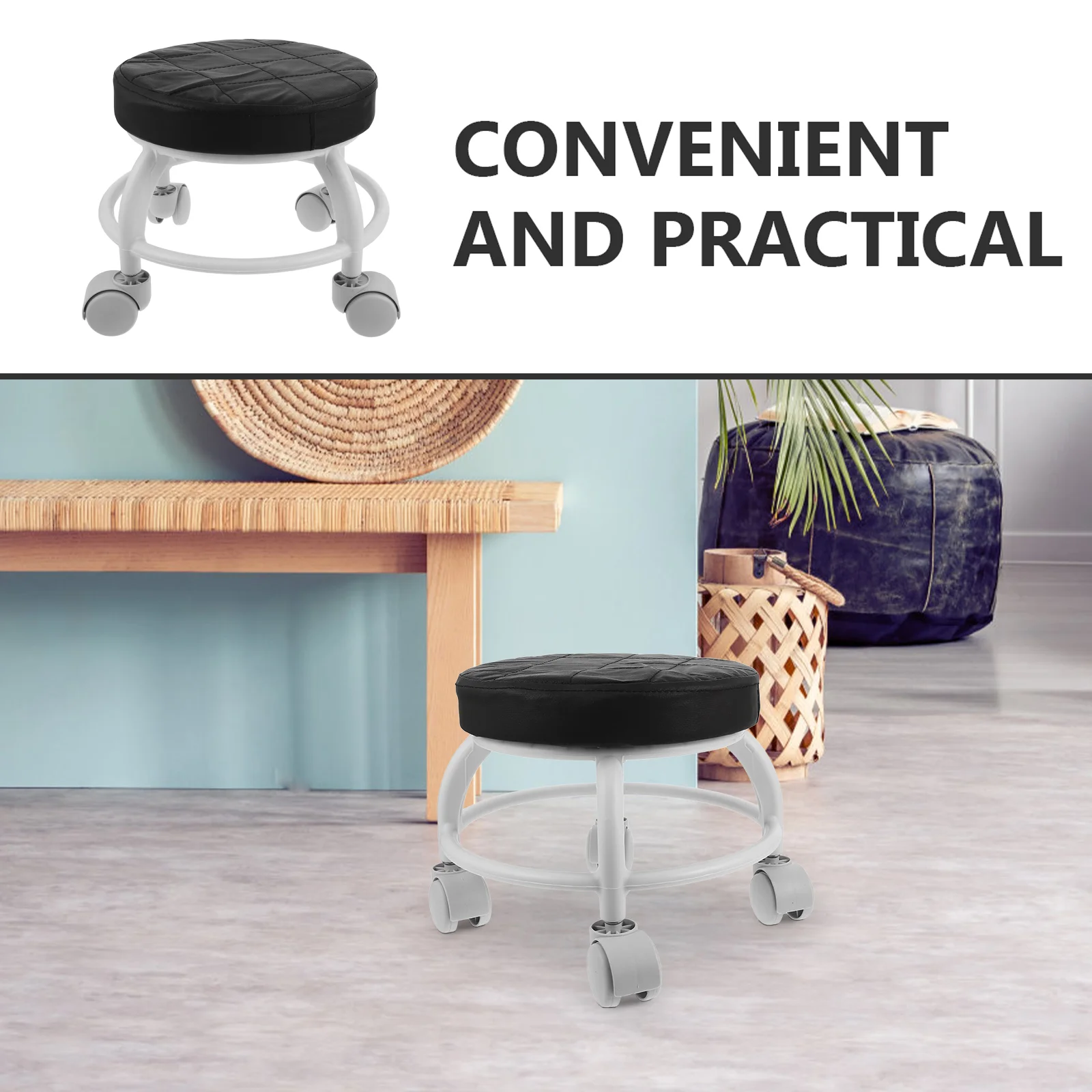 Heavy Duty Universal Wheel Beauty Pedicure Stool Small Round Seat Spa Foot Stools With Wheels Workbench Rolling Chair Massage
