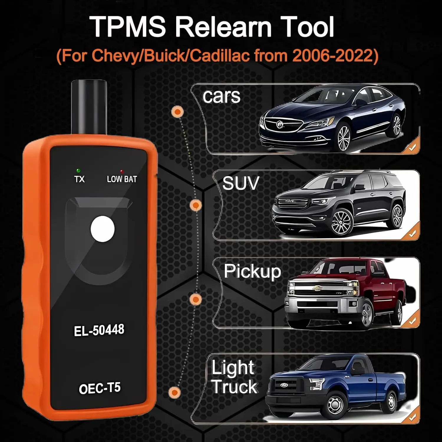 TPMS Relearn Tool EL-50448–Activate GM/Opel Sensors Without Scan Tool Works on Chevrolet,Buick,Cadillac